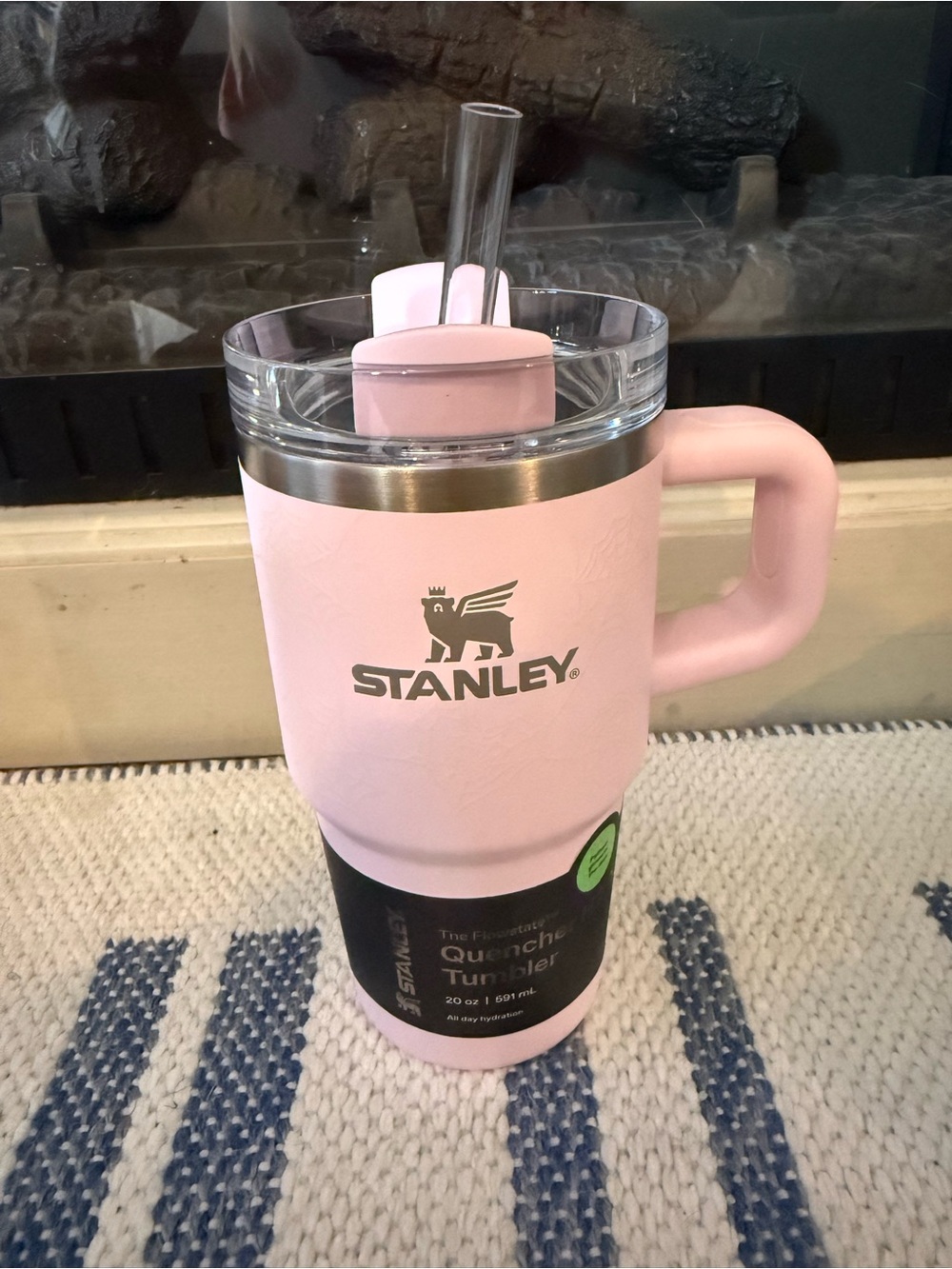 Stanley Pink Insulated Quencher Tumbler with Handle and Straw 20 oz
